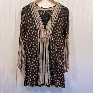 Free People rain or shine lace up boho peasant swing dress